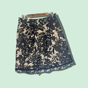 J.Crew Floral Skirt  Size 8  Black Tan  Boho Blooms Secondhand Style Medium